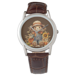 Fågelskrämma med solblommor armbandsur
