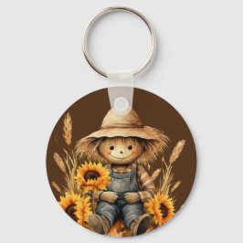 Fågelskrämma med solros nyckelring