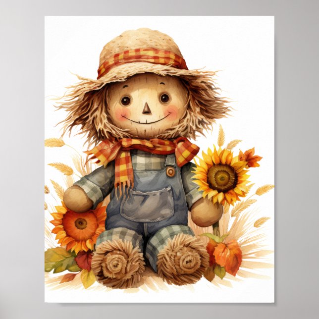 Fågelskrämma med solros poster (Framsidan)