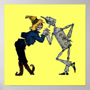 Fågelskrämma och Kanvastrycket Tin Man Poster
