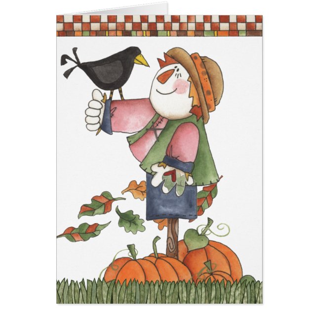 Fågelskrämma och kråka hälsningskort (Framsidan)