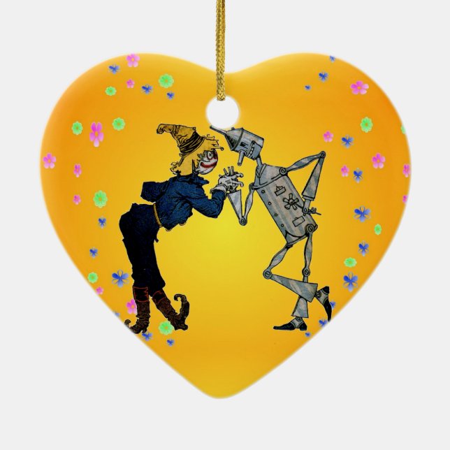 Fågelskrämma och Tin Man Julgransprydnad Keramik (Baksidan)