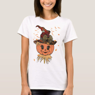 Fågelskrämma Pumpkin Reaper Head and Hat Fall Vint T Shirt