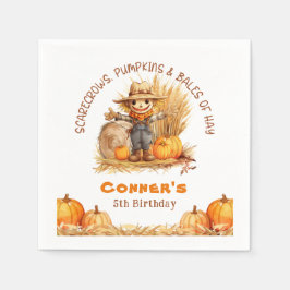 FÅGELSKRÄMMA PUMPKINS & BALES OF HAY MODERN BIRTHD PAPPERSSERVETT
