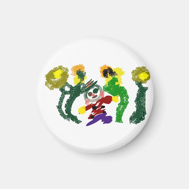 Fågelskrämma solrosor glädje magnet (Framsidan)