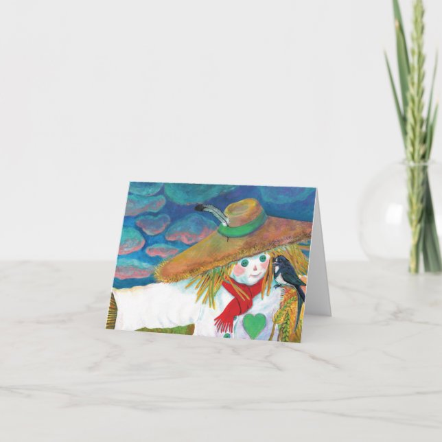 Fågelskrämma som talar med svalillustration kort (Framsida)