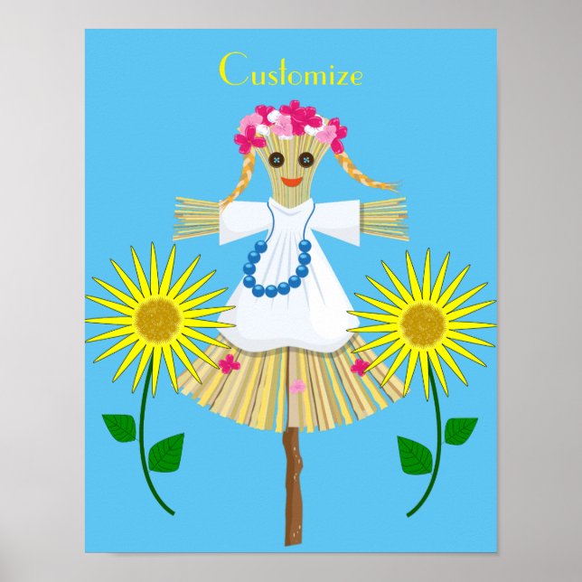 Fågelskrämman Cute Blonde Pigtails Poster (Framsidan)