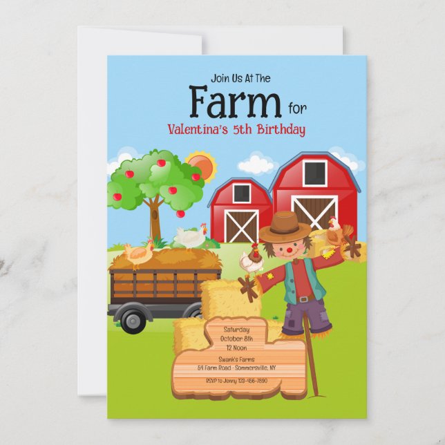 Fågelskrämman Farm Inbjudningar (Framsida)