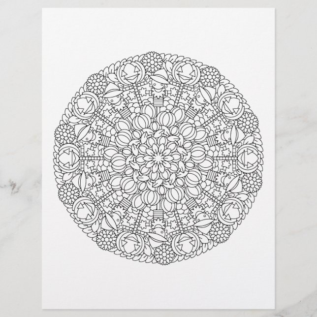 Fågelskrämmor Halloween & Fall Mandala-färgsida (Framsida)