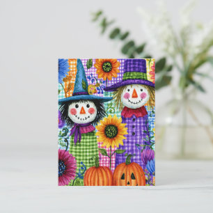 Fågelskrämmor och pumpor, Halloween, Vykort
