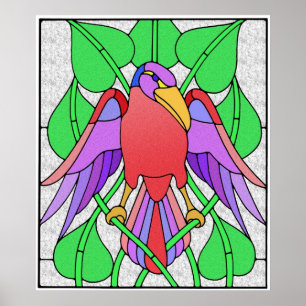 Fågelstensfärgat glasfåglar Poster