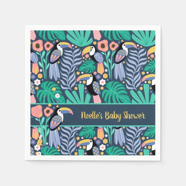 Fågelstövel med färgstark tropisk Toucan Pappersservett (Framsidan)