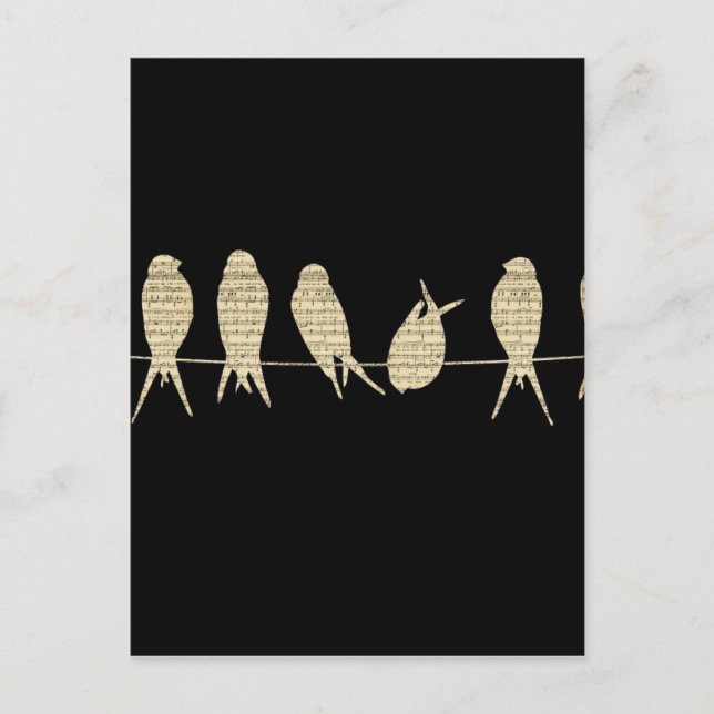 Fågelstyrda musikanteckningar.jpg vykort (Framsida)