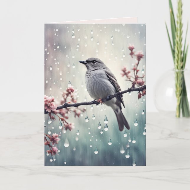 Fågelsympati i regnet kort (Framsida)