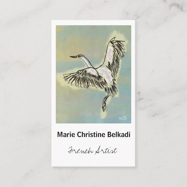 Fågeltackkort - konstnärlig visitkort (Framsida)