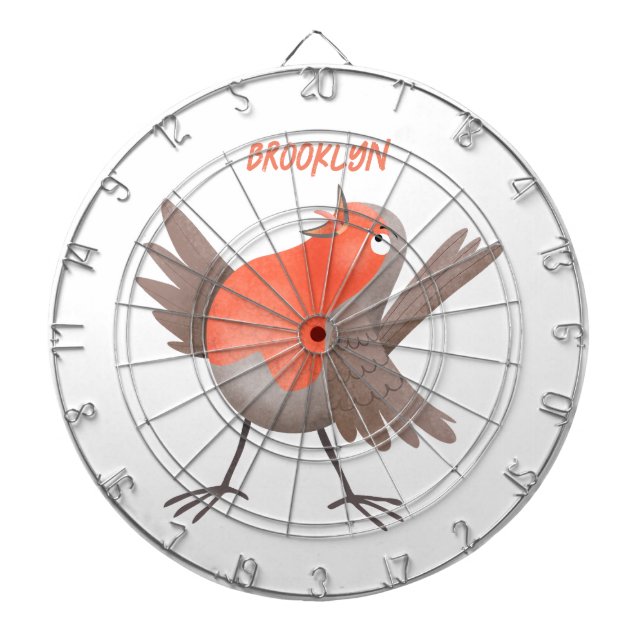 Fågeltecknad för Cute singenrobin Darttavla (Framsidan)