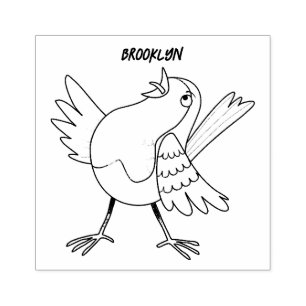 Fågeltecknad för Cute singenrobin Stämpel