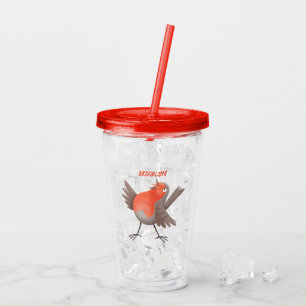 Fågeltecknad för Cute singenrobin Take Away Mugg