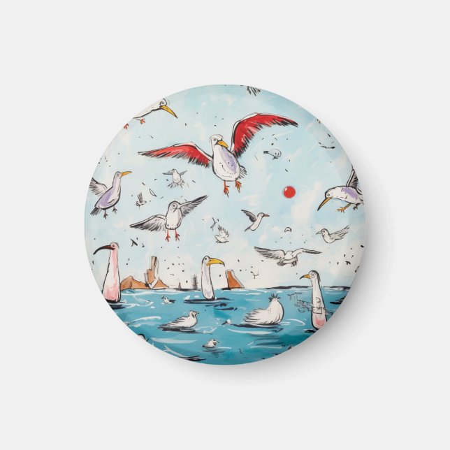 Fågeltemat magnet mås magnet (Framsidan)