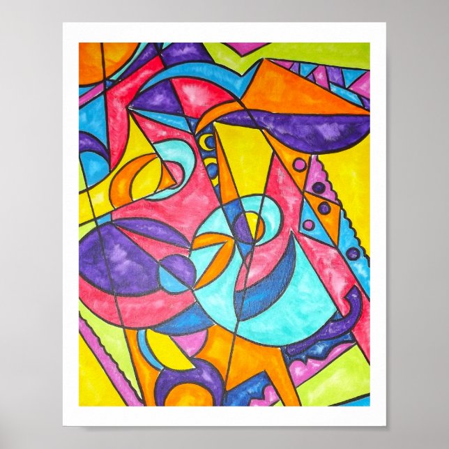 Fågeltorget i den Träd-moderna geometriska konsten Poster (Framsidan)