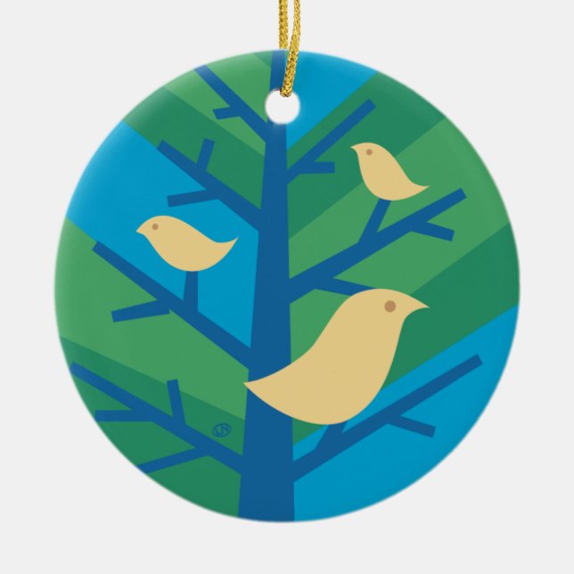 Fågelträdprydnad Julgransprydnad Keramik (Framsidan)