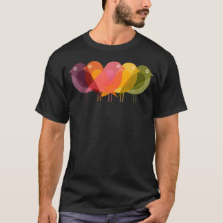 Fågeltryck Art Deco 60-tals stil Minimal Hippy Ret T Shirt