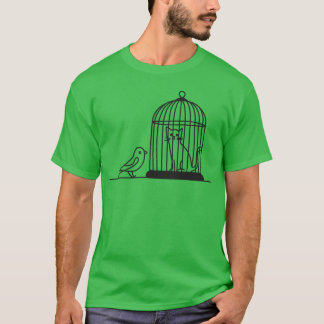 Fågeluppfödning på katt i fågelburk 1 Färg vektor  T Shirt