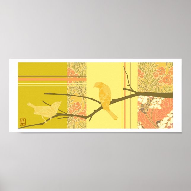 Fågelutskrift "Kärlek vid första synen" Poster (Framsidan)