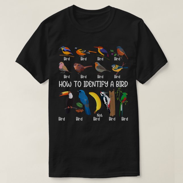 Fågelvaktare för att identifiera en fåglars unika  t shirt (Design framsida)