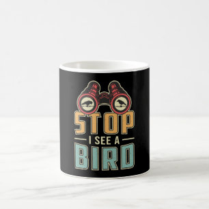 Fågelvaktare Retro Stopp jag ser en fågelvaktare Kaffemugg