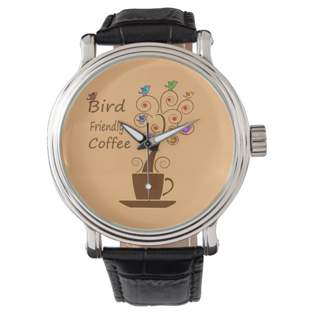 Fågelvänligt kaffe armbandsur (Framsida)