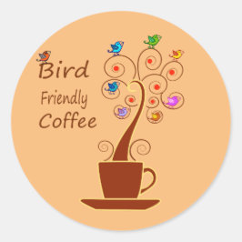 Fågelvänligt kaffe runt klistermärke