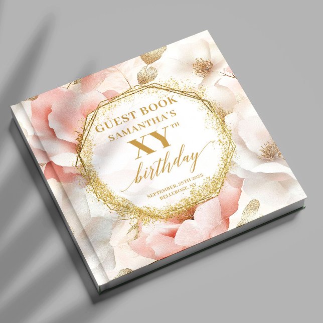  fågelvildsgästen i Guld Gästböcker (Glamorous Blush Ivory Gold Birthday Guest Book

)