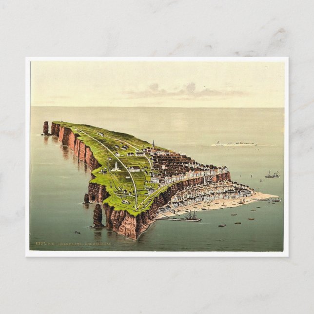 Fågelvy, Helgoland, Tyskland sällsynt Photochrom Vykort (Framsida)