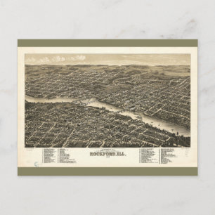 Fågelvy Rockford Illinois öga (1880) Vykort
