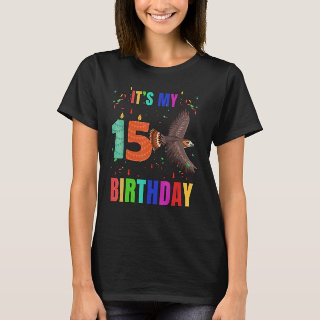 Fåglar 15:e födelsedag Fågelgrafik T Shirt (Framsida)