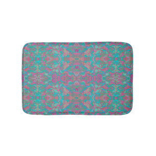 Fåglar Arabesque Bohemian Mönster Turquise Rosa Badrumsmatta