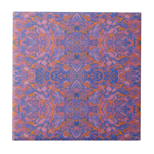 Fåglar Arabesque Böhmen Rosa Blue Orange Mönste Kakelplatta