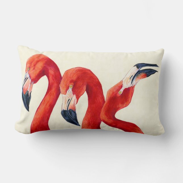 Fåglar av a-fjädern - flamingoen kudder lumbarkudde (Framsida)