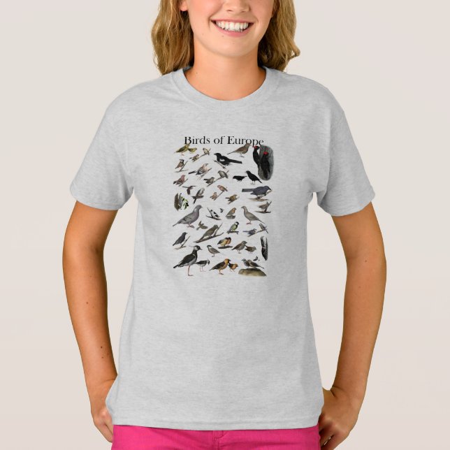 Fåglar av den Europa skjortan Tee (Framsida)