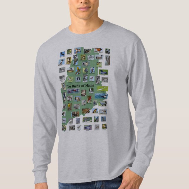 Fåglar av den Maine långärmadT-tröja T Shirt (Framsida)