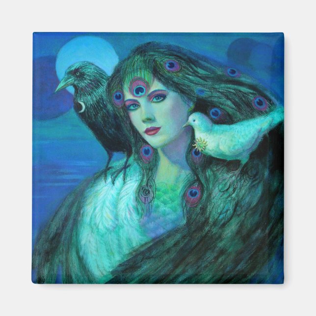 Fåglar av Duality-Peacock Dam Magnet (Framsidan)