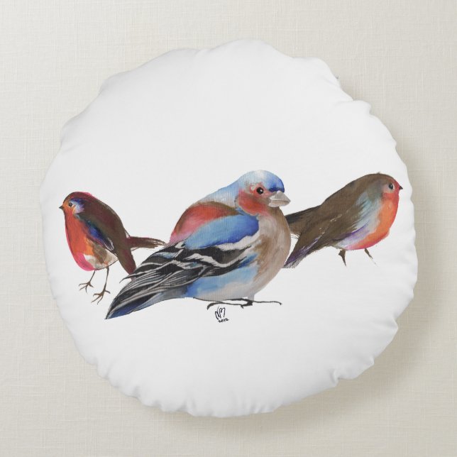 Fåglar av en fjäder 2011 rund kudde (Baksidan)