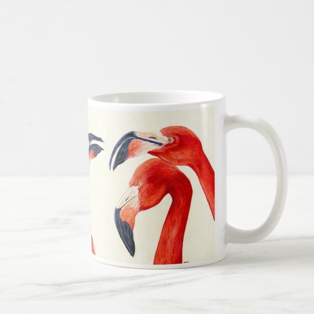 Fåglar av en fjäder - Flamingokaffemugg Mugg (Höger)
