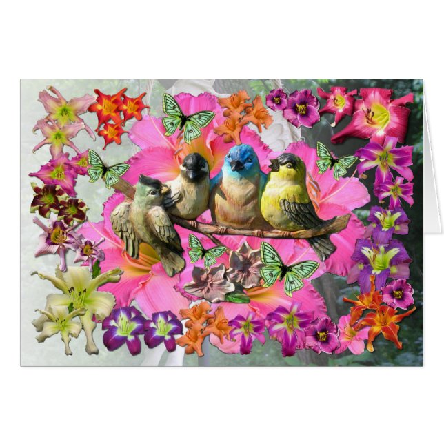 Fåglar av en fjäder hälsningskort (Framsidan Horizontal)