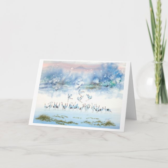 FÅGLAR AV HAPPINESS, JAPANESE CRANE KORT (Framsida)