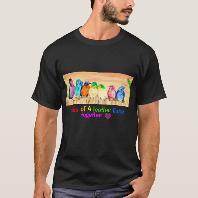 Fåglar av kärlek för a-fjäderflock tillsammans - tee shirt (Framsida)