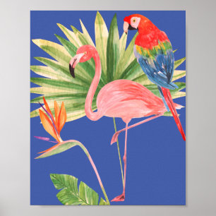 Fåglar av paradise ~ Flower, Flamingo och Macaw Poster
