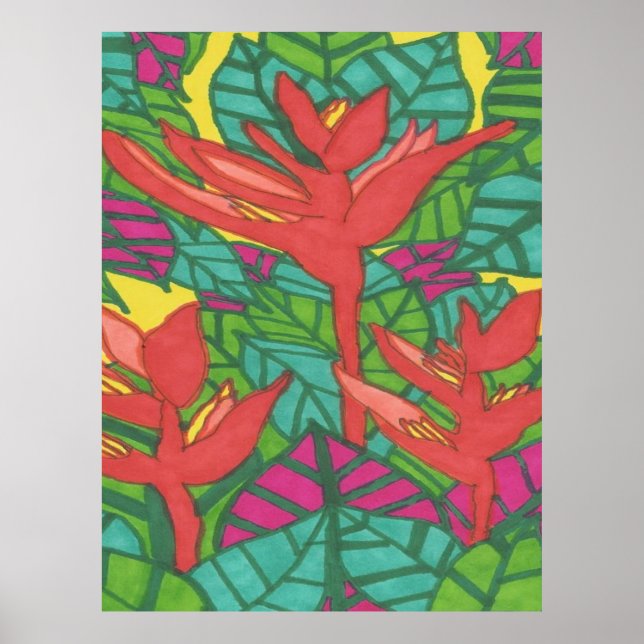 Fåglar av Paradise Tropical Jungle Poster (Framsidan)