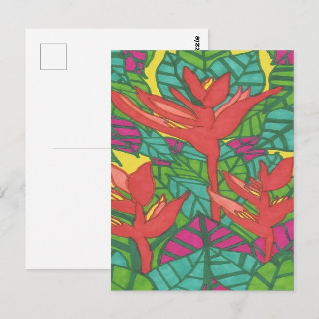 Fåglar av Paradise Tropical Jungle Vykort (Fram/baksida)